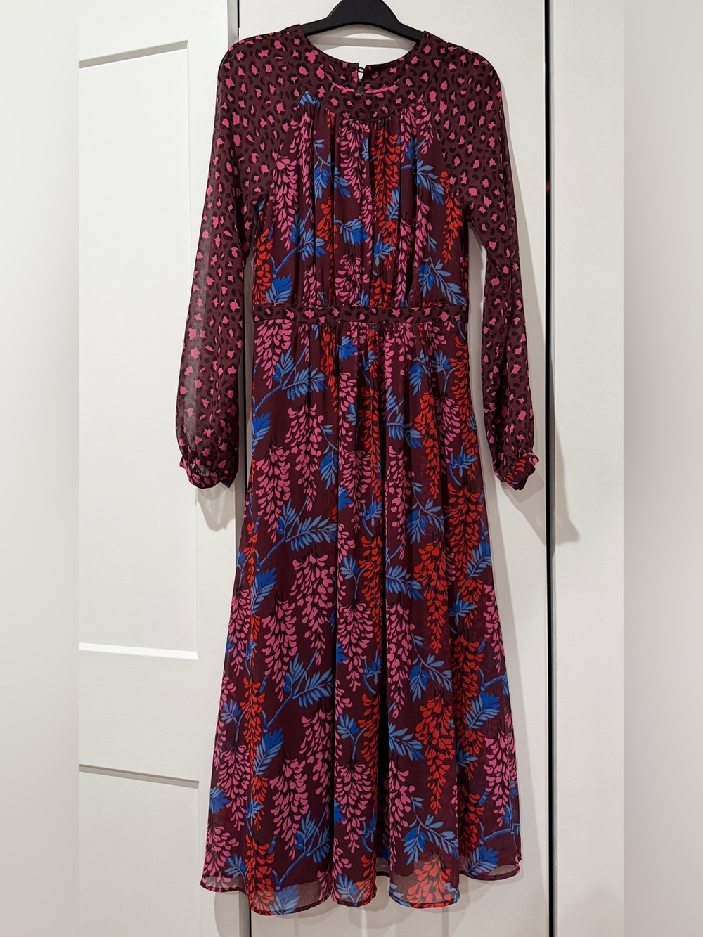 Boden Erica midi dress chiffon leopard floral print size 2R - Picture 2 of 5